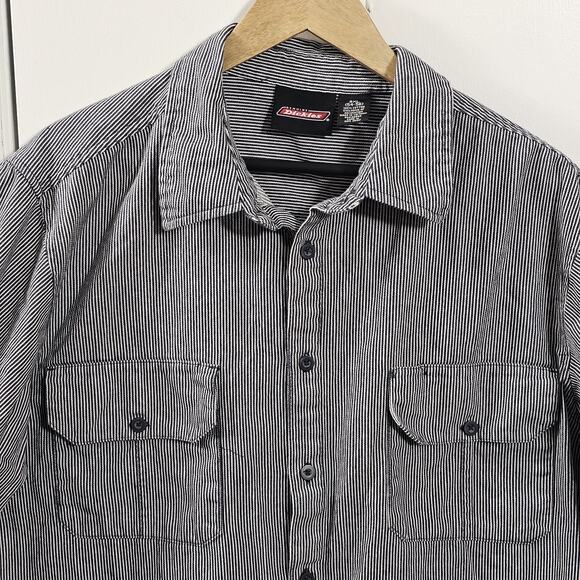 Dickies Short Sleeved Hickory Striped Button Shirt Men’s Sz 3XL Train Conductor - Picture 2 of 6
